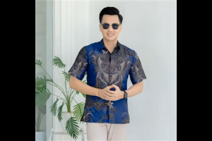 Baju Batik Pria Lengan Pendek Kemeja Batik Pendek Cowok Dewasa Kerja Kasual Kantor Banyak Motif C