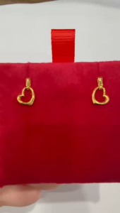 Poh Heng Jewellery 22K Heart Earrings in Yellow Gold [Price By Weight]