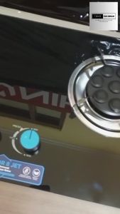 SHISHU Kompor Tanam Kaca 2 Tungku Api Biru dengan Api Lilin Full Hitam