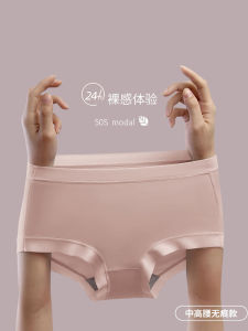 Womens Modal Underwear Mid Waist Traceless Cotton Crotch Summer Thin Breathable Chubby Girl Plus Size Girls Ladieswear Underwear