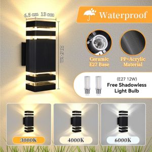 AIMO Replaceable LED Wall Lamp Waterproof Tri-color Outdoor Wall Light IP65 Garden Lamps Gate Lights Indoor Lighting