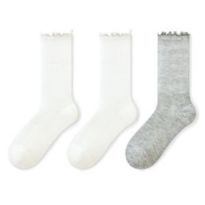 PRIMEET | Summer Lightweight Mulberry Silk Breathable Lace Cuff Mid-Calf Socks