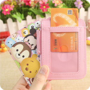 Cute Cartoon Bus Card Holder Zipper Keychain Student ID Lunch Card Access Control Storage Small Wallet Family Organizer
