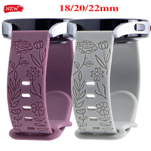 18mm 20mm 22mm Rose engrave Band for Samsung Galaxy Watch 654 40mm 44mm Gear S3 Silicone Cute Strap Classic 43mm 45mm Active 2