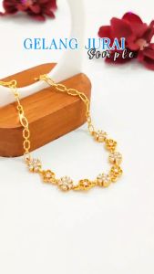 GL 342 - Gelang Jurai Dewasa Love Kombinasi Plat Perhiasan Wanita Perhiasan Emas Imitasi 18k - Gold