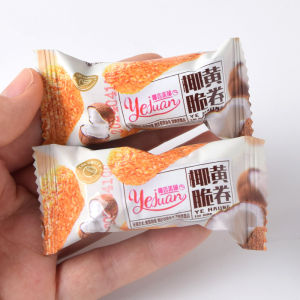 Handmade Coconut Milk Flavored Egg Roll Biscuits Crispy Snacks Leisure Coconut Yellow Crisp Roll Cookies from Fujian China
