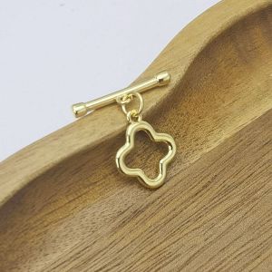 จี้ OT ชุบทอง 14K รูปหัวใจ 4 ใบ ลายเรขาคณิต เครื่องประดับสร้อยข้อมือ สร้อยคอ จี้ปิด DIY อุปกรณ์ทำเครื่องประดับทำมือ