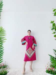 เดรสผ้าใยกัญชงแขนระบาย