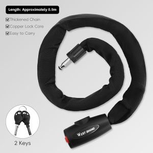 WEST BIKING Bike Anti Theft Chain Lock Hard Steel Alloy Durable Bold Lock For MTB Bike Motorcycle Scooter Cycling Accessories