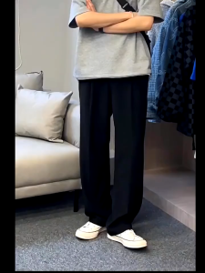 ManWardrobe.c Mens Wide Leg Pants Casual Loose Straight Trousers Streetwear Multiple Colors Available