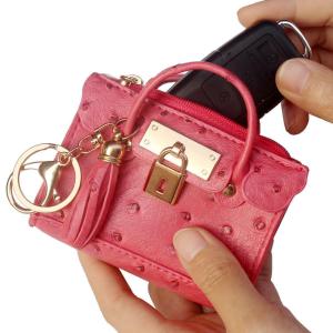 Fashionable Tassel Mini Handheld Coin Purse Ostrich Pattern Key Holder Doll Accessories Bag Leather Pure Color Spring Season