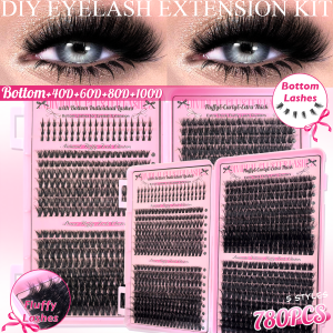 780pcs 40D/60D/80D/100D Individual Lashes Book Clusters Extensions False Eyelash DIY at Home Cluster Eyelash Extensions Makeup