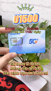 Sim 5G VINAPHONE U1500 Chuyên Dùng Mạng - Data 500GB/Tháng Tốc Độ Cao – Lý Tưởng Phát WiFi Camera Laptop . FREESHIP – CHƯA KÍCH HOẠT