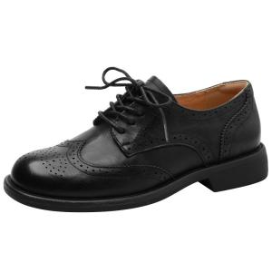 MIOLLIBARN | Buckled Lace-up Retro Brogue Shoes Flat