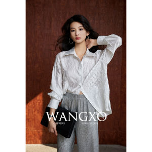 WANGXO | Áo Sơ Mi Dài Tay Cổ Lỏng Chất Liệu Như Lụa