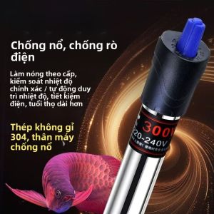 MONLEYTA | Dải ấm nước cá chép bằng thép không gỉ tự động điều chỉnh nhiệt độ nhỏ Dải ấm nước cá nhiệt đới chống nổ cho bể cá