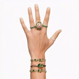 สวารอฟสกี้  สร้อยข้อมือ Gema ผสมผสานเหลี่ยมเจียระไนหลายหลายรูปแบบ เขียว เคลือบโทนสีทองสร้อยข้อมือสวารอฟสกี้ สร้อยข้อมือคู่รักผู้หญิง สร้อยข้อมือเงินแท้ 925 สร้อยข้อมือแฟชั่น ชุดเครื่องประดับสตรี สร้อยข้อมือเงินสเตอร์ลิง จัดส่งรวดเร็ว จัดส่งฟรี