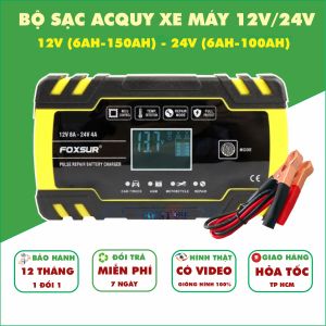 Sạc bình ắc quy 12V-24V/8A có khử sunfat bảo dưỡng phục hồi acquy thông minh tự ngắt khi đầy sac binh acquy 24v sac xe dap dien