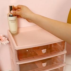 Thejoyful ชั้นวางเครื่องสำอาง ลิ้นชักตั้งโต๊ะ กล่องลิ้นชักใส่ของ กล่องเก็บของ Storage Box สำหรับจัดเก็บเครื่องสำอางค์ เครื่องเขียน เครื่องประดับ มีลิ้นชัก 1ชั้น 2ชั้น 3ชั้น กว้าง 27ซม.