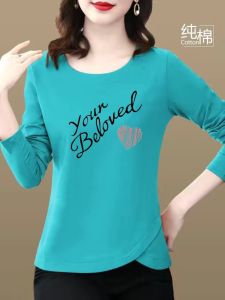 Womens Pure Cotton Long Sleeve T-Shirt Spring Autumn Loose Fit Base Layer Top Korean Style Versatile Casual Comfortable Inner Wear