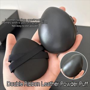 Dorisna 2Pcs Leather Surface Cushion Puff Polishing Effect Wet & Dry Use Makeup Sponge Soft Non-Absorbent Foundation Blender