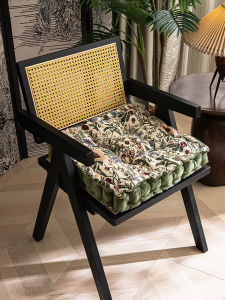 Thickened American Style Dining Chair Pads High Square Cloth Art Cushions Non-Slip Computer Chair Seat Pads for All Seasons