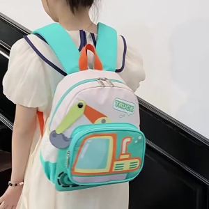 MUXIAOHUAN | Childrens Lightweight Backpack 3-6 Years Old Excavator and Car Pattern