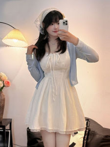 French Style White Strapless Dress Princess Fairy Tea Party Autumn New Arrival Small Size One Piece Set Sweet High Waist A-Line Skirt Short Dress