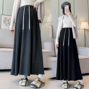 Váy Dài Chữ a Cạp Cao Cho Bà Bầu Mùa Xuân Thu Phong Cách Lười Biếng Váy Dài Mới Phong Cách Hàn Quốc Váy Xếp Ly