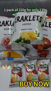 OK Snacks Mixed Flavors Combo Pack - Organic Kraklets & Yum Shots - Spicy Vinegar/Kraopek/Cheese/Tomato - GMO-Free Snack Set 320g/60g