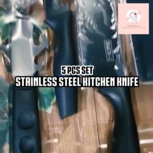 Buck-1 5pcs. Knife Set Stainless Steel Multifunction High Quality Family Kitchen Essentials Kitchen Tools Black Original