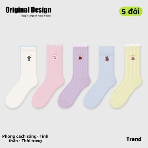 Vớ Crew Breathable Mesh Viền Ren