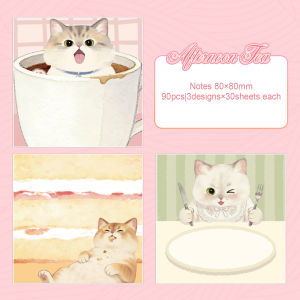 TIANZI 90 Sheets Daily Do It Check List Memo Pad Scrapbooking Cat Cartoon Message Paper Kawaii Cute Sticky Notes School Supplies