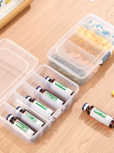 Portable Travel Medicine Box Sealed Tablet Storage Box Carry-On Oral Liquid Box Compact Five Grids Small Partitions Medicine Box
