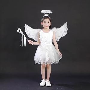 Kids Adult Party Swallow White Angel Feather Wings Halo Magic Wands Cosplay Elastic Straps Wedding Halloween Birthday Props