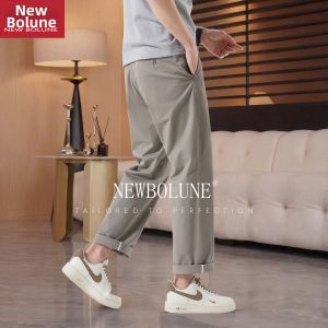 NEW BOLUNE | Summer Lightweight Stretch Mens Nine-Tenths Casual Straight Pants