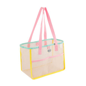 Summer Mesh Handbag Travel Beach Bag Leaky Bathing Suit Single Shoulder Bag for Students Large Size Sweet Lady Style Soft Bag