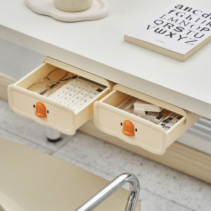 Invisible Drawer under Table Storage Box Slide Track Punch-Free Dormitory Office Finishing Box Capacity Large Storage Rack