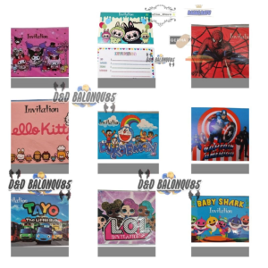 1PACK KARTU UNDANGAN ULANG TAHUN ANAK / INVITATION CARD KARAKTER KUROMI LABUBU/ KARTU UNDANGAN 2SISI