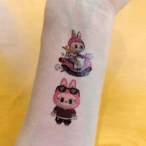 Labubu Washable Tattoo Stickers Face Stickers Cute Cartoon Boys Girls Birthday Gifts Six One Year Old Childrens Toy Stickers