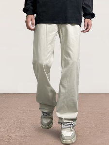 กางเกงยีนส์ทรงตรงผ้ายืดคอตตอน Pure Cotton ทรงหลวม กางเกงขายาวทรงขากว้างสำหรับผู้ชายและผู้หญิง สไตล์ย้อนยุค CleanFit