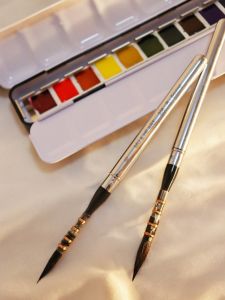 Portable Travel Watercolor Paintbrush Grey Mouse Fur Mixed Long Tip Round Sharp MU HE Art Brand Pocket Brush 206R