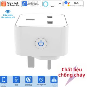Ổ Cắm Thông Minh Tuya 16A/20A WiFi/Zigbee Chuẩn UK 3 Chấu Tích Hợp Điều Khiển Bằng Giọng Nói Alexa Và Giám Sát Năng Lượng Cho Nhà Thông Minh