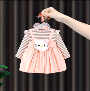 Dreas Motif Boneka Hello Kitty Usia 1-4 Tahun Pakaian Anak Perempuan