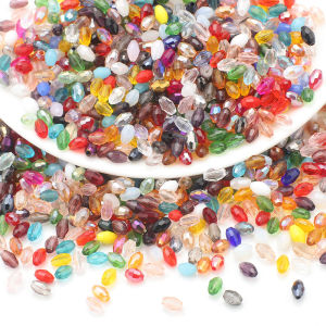 200 Chiếc 3X5 Mm Pha Lê Áo Hạt Cơm Hình Hạt Thủy Tinh Phối Màu Rời Hạt Cho DIY Trang Sức Làm Vòng Cổ Vòng Tay