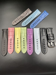 Handmade Womens Thin Wrist Leather Watch Band Top Layer Cowhide No Punching Required Short Length Panerai Substitute 22 24