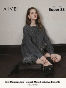 AIVEI | Unusual Design Ostrich Feather Knit Sweater Winter