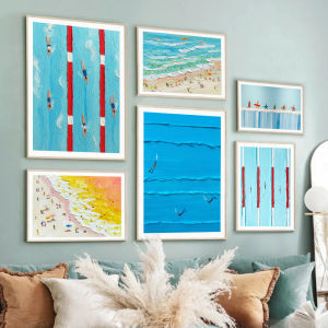 1pc Frameless Abstract Werner Bronkhorst Painting Art Posters Prints Blue Texture Pool Swimming Minimalist Canvas Painting Moder
