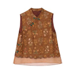 PAIBOLI | Áo Vest Không Tay Cổ Trung Quốc Phong Cách Mới Có Thêu Kích Cỡ Lớn