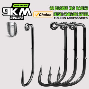 9KM Fishing Jiging Hooks 90 Degree Worm Barbed Hook 25~100Pcs Forged Jig Hook Saltwater Fishing Aberdeen Round Bend Jig Hooks